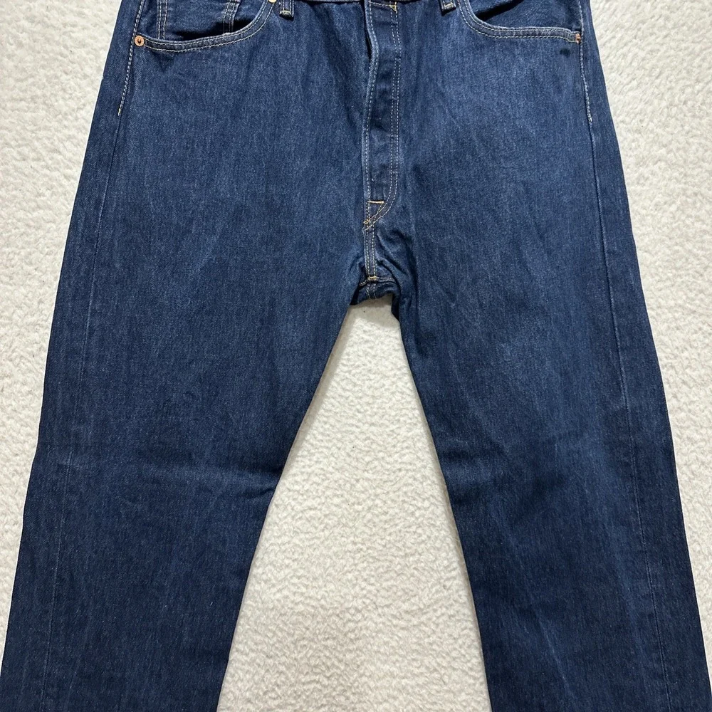 Levis 501 Mens Button Fly‎ Straight Leg Blue Dark Wash Denim Jeans Size 40